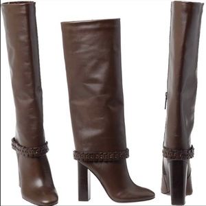 Tory Burch savara dark brown heeled boots used 9